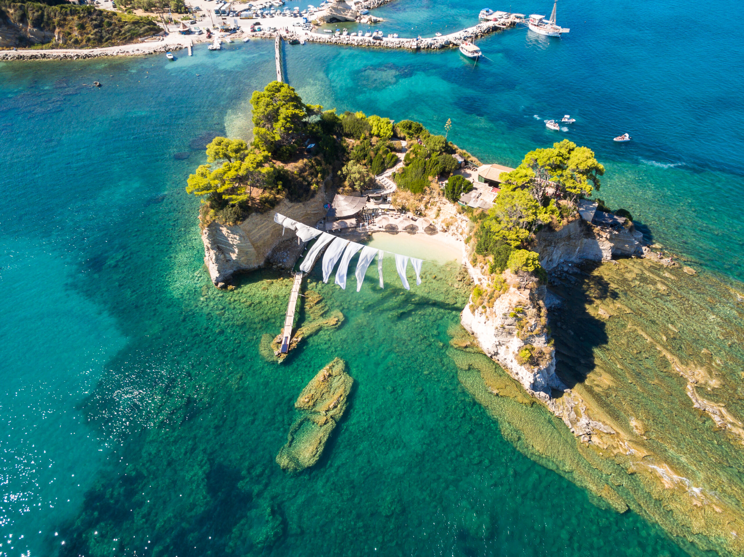 aerial view of cameo island in zakynthos (zante) island, in gree