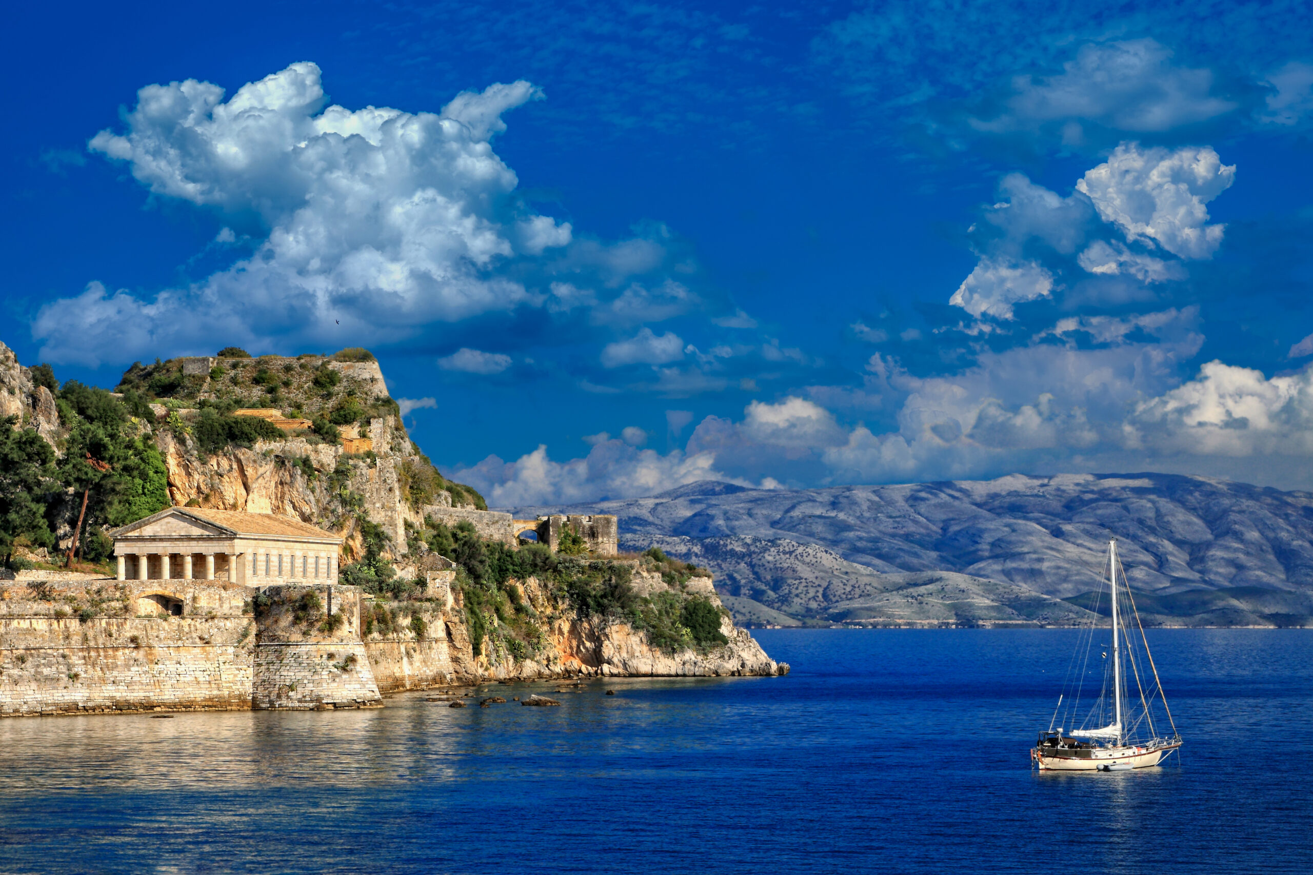 hellenic temple at corfu island